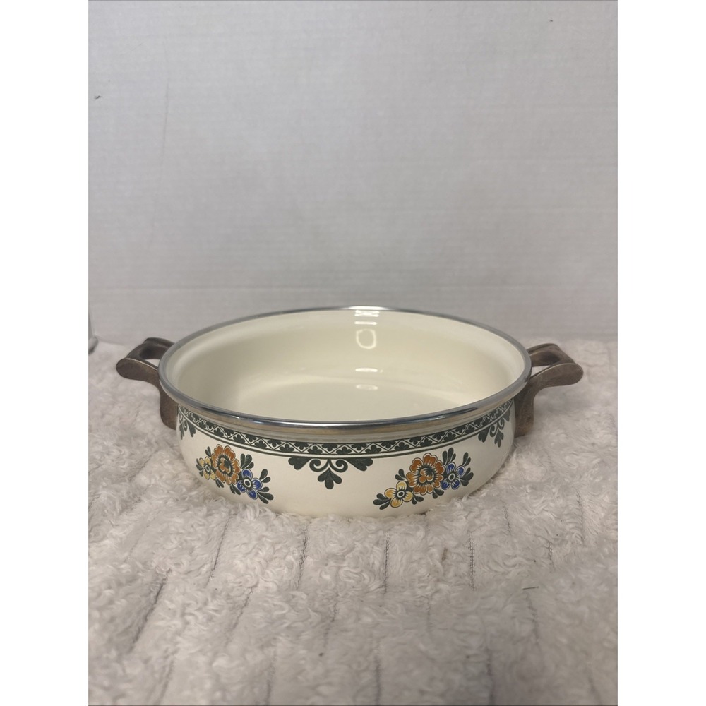 Vintage West Germany ASTA Enamelware Fissler Buffet Server Casserole Dish Floral